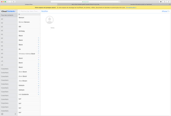 Contacts de l'iCloud sur Mac