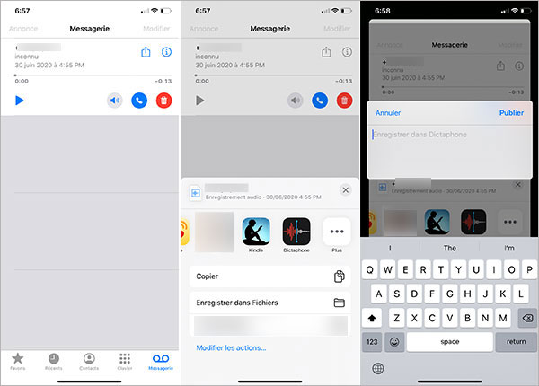 Enregistrer un message vocal sur iPhone