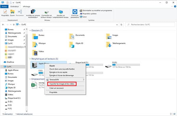 Importer les images et les vidéos iPhone sur PC