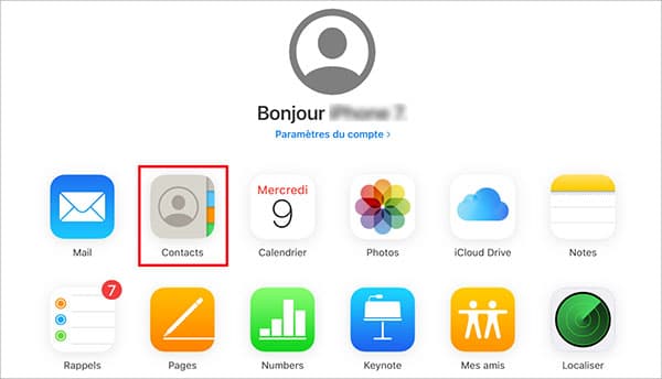 Accéder aux Contacts sur iCloud