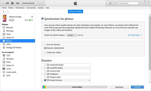 Synchroniser les photos avec iTunes