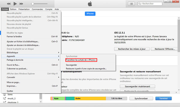 Transférer de la musique iPhone vers PC avec iTunes