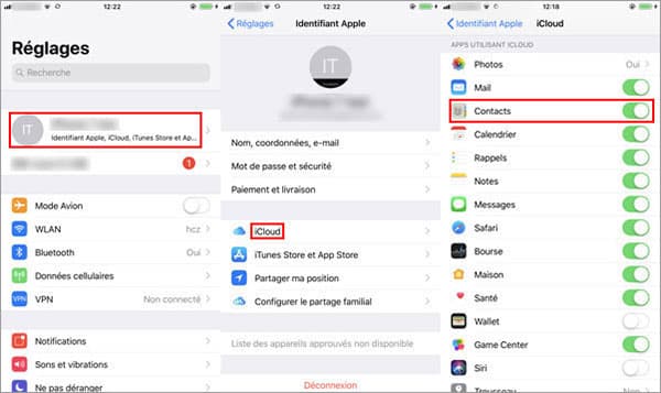 Transférer des contacts iPhone vers iPhone avec iCloud