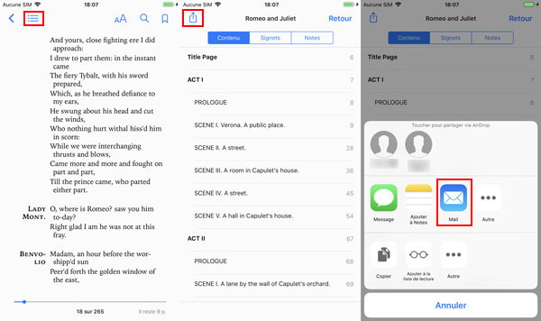 Transférer des ebooks iPhone vers PC par Mail