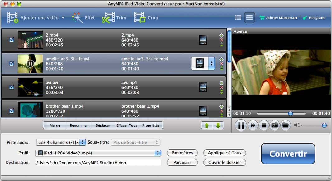 AnyMP4 iPad Vidéo Convertisseur pour Mac