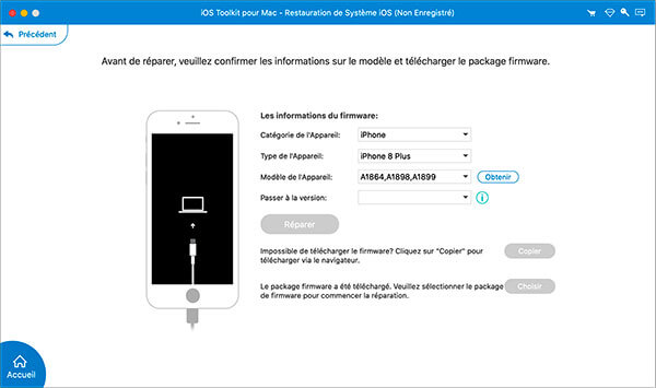 Confirmer les informations de l'iPhone