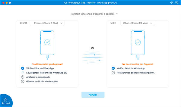 Transférer WhatsApp d'un iPhone vers un autre