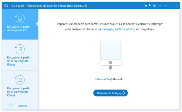 Connecter iPhone au logiciel de récupération des données iOS