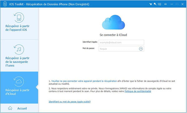 Connectez-vous à iCloud