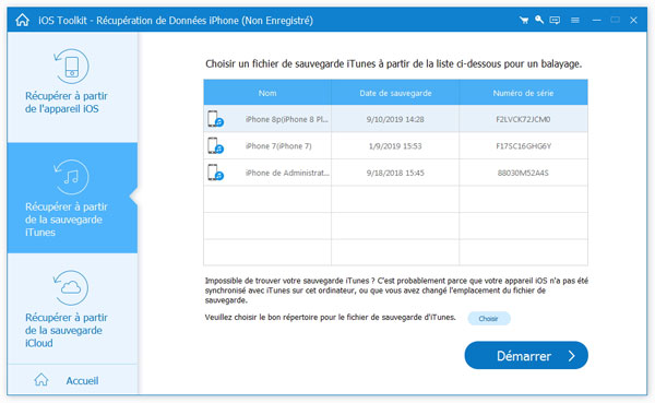Démarrer le logiciel de récupération iPhone