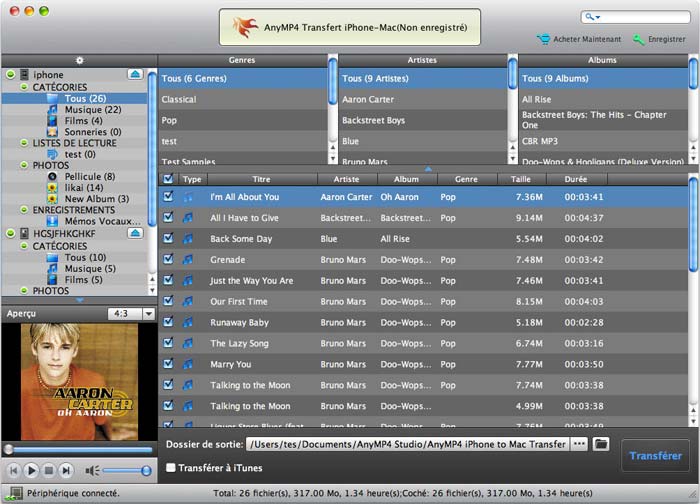 AnyMP4 Transfert iPhone-Mac Norme