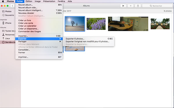 Exporter les photos iPhone vers l'application Photos Mac