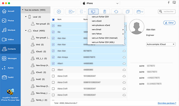 Importer les contacts iPhone vers Mac