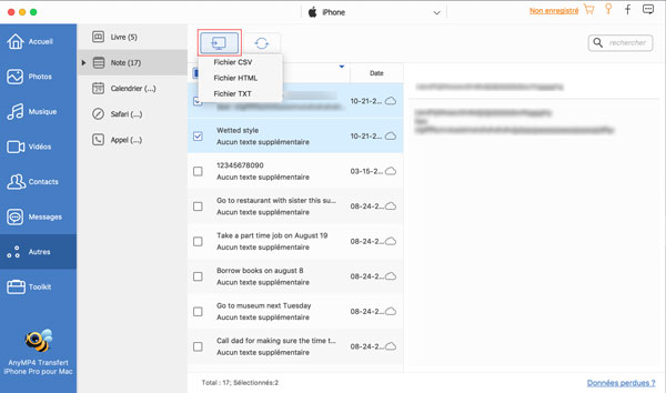 Transférer des notes iPhone vers l'ordinateur