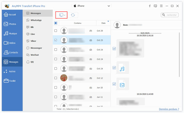 Transférer les SMS iPhone sur l'ordinateur avec FoneTrans