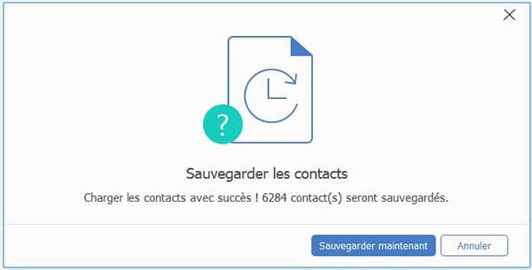 Sauvegarde des contacts