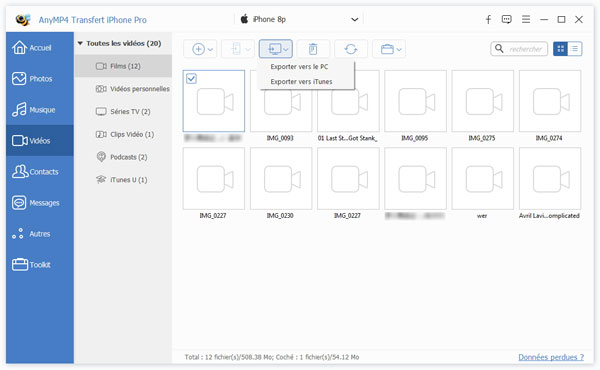 Exporter des données iPhone vers iTunes