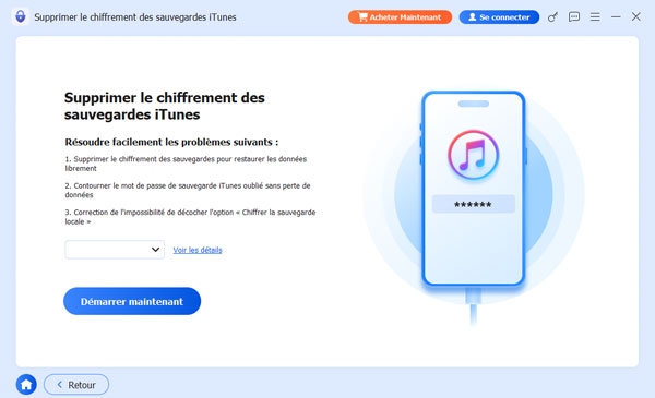 Connecter votre appareil à l'ordinateur pour supprimer le chiffrement des sauvegardes iTunes