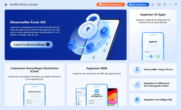 L'interface d'AnyMP4 iPhone Unlocker