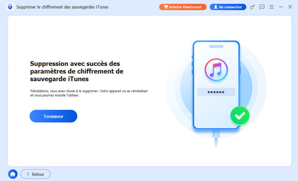 Supprimer le chiffrement de sauvegarde iTunes avec succès