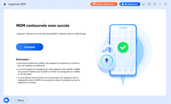Supprimer MDM avec succès