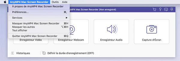 Accéder à Préféreces de Mac Screen Recorder