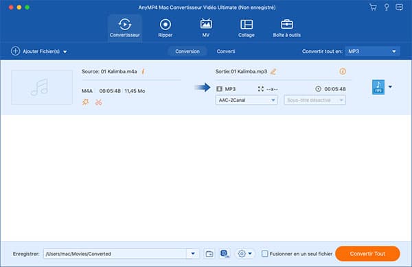 Convertir M4A en MP3 sur Mac