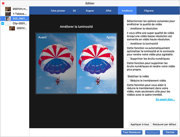 Améliorer la vidéo
