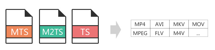 MTS en les formats populaires MP4/AVI/MKV