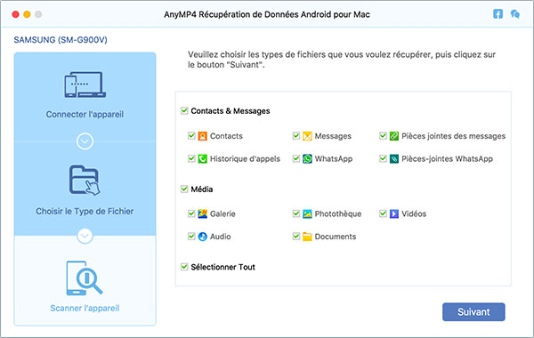 Sélectionner les types de données