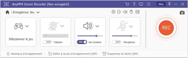 L'interface de Enregistreur jeu