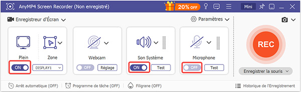 Faire des réglages de l'effet de l'enregistrement
