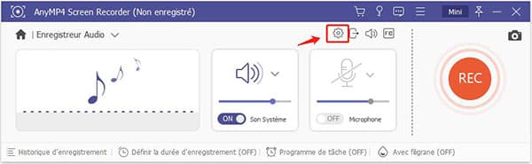 Réglages d'enregistrement audio