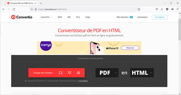 Convertio - Convertisseur PDF en HTML