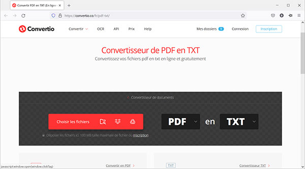Convertio - Convertisseur PDF en Txt