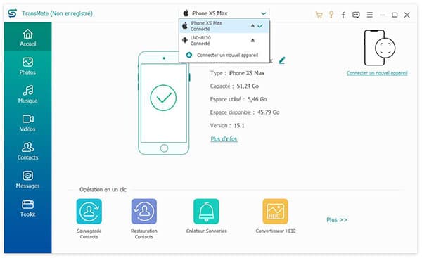 Connecter iPhone et Android au logiciel