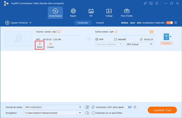 Accéder à éditer audio
