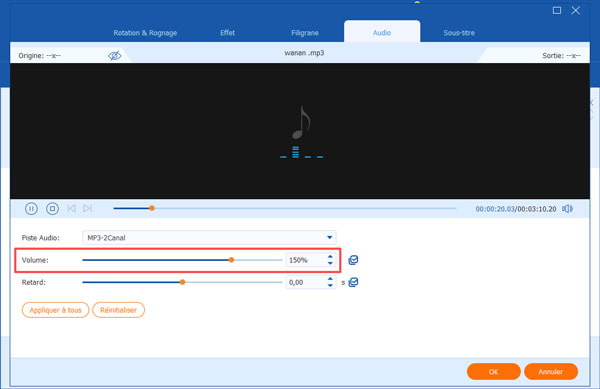 Augmenter le volume MP3