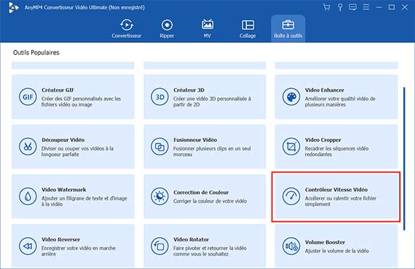Choisir Contrôleur Vitesse Vidéo dans Boîte à outils