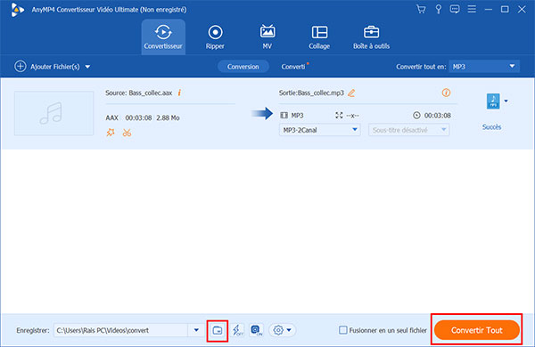 Convertir le fichier AAX en MP3