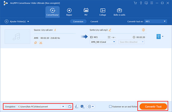 Convertir le AMR en MP3