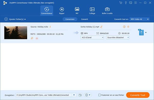 Convertir le format M2TS en MP4