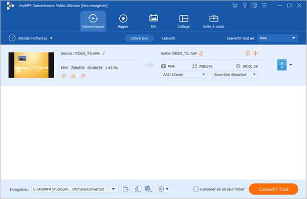 Convertir le format M4V en MP4