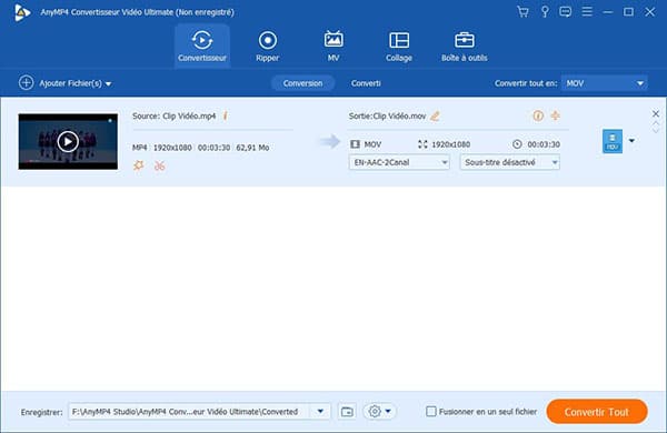 Convertir MP4 en MOV