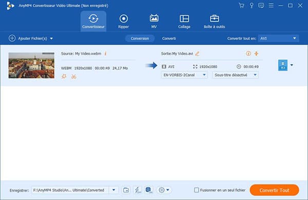 Convertir le format WEBM en MP4