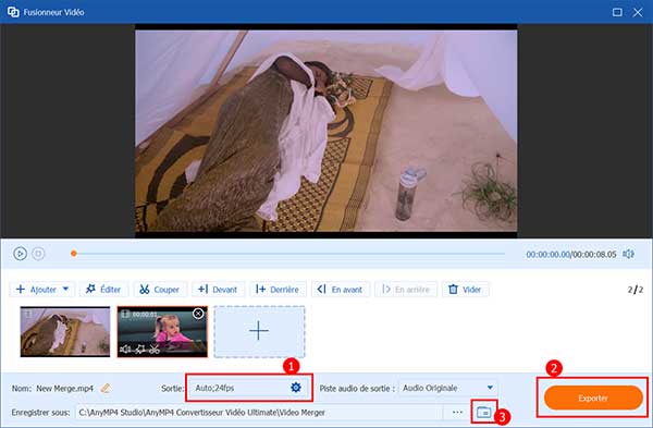 Fusionner et exporter la vidéo