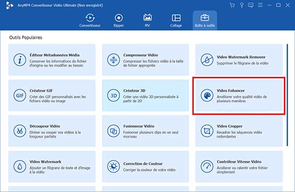 Choisir Video Enhancer dans Boîte à outils