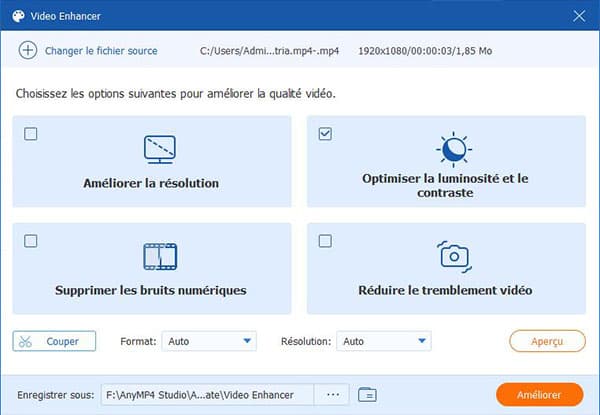 Améliorer la qualité de la vidéo MP4 dans Video Enhancer