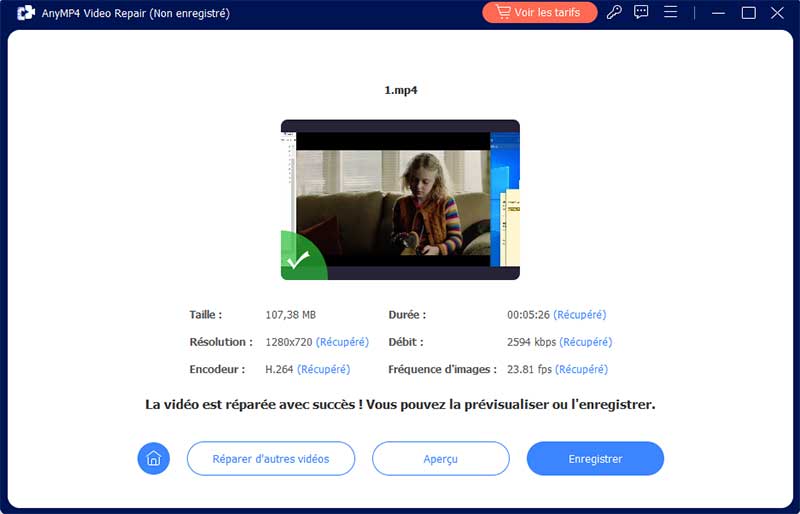 Réparer la vidéo