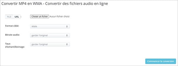 Aconvert Convertir MP4 en WMA en ligne